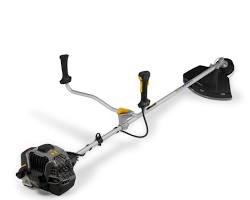 1.5kW industrial petrol brushcutter with bike-style handlebars and straight shaft.